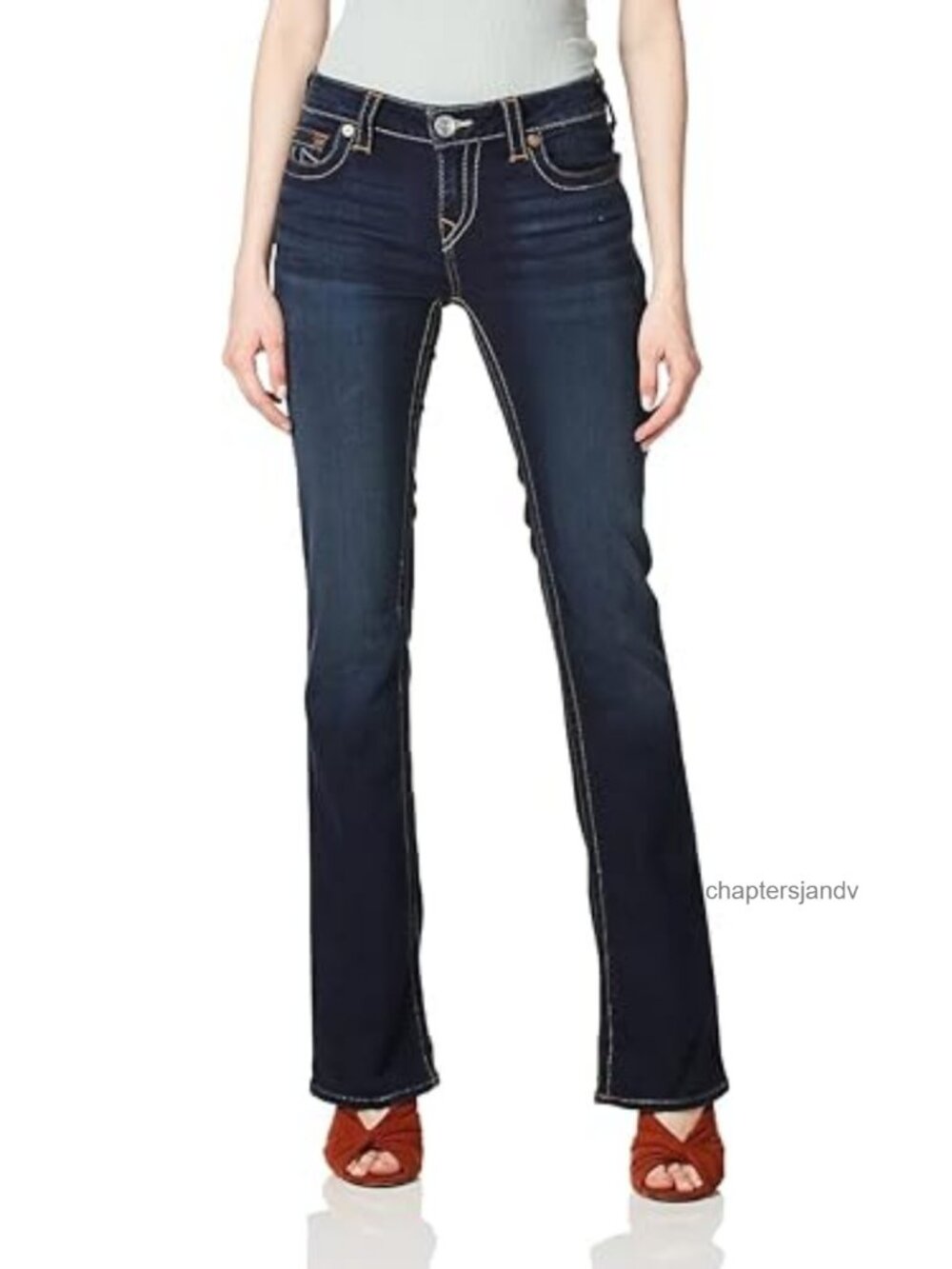 Mid Rise Bootcut Jeans Stretch Denim Women's Casual